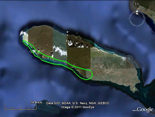Carte satellitaire historique de la ZCB La Gonâve Côte Sud dans le rapport Timyan et Hilaire de 2011